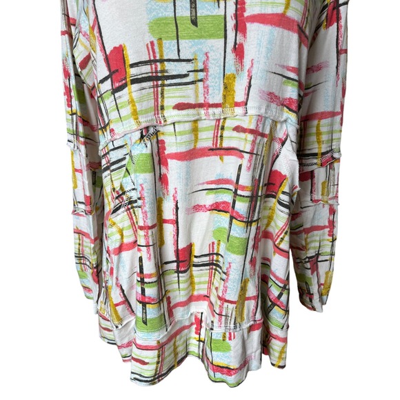 C.M.C. by Color Me Cotton Top Long Sleeves Abstract Multicolor Print, Empire - Picture 2 of 6